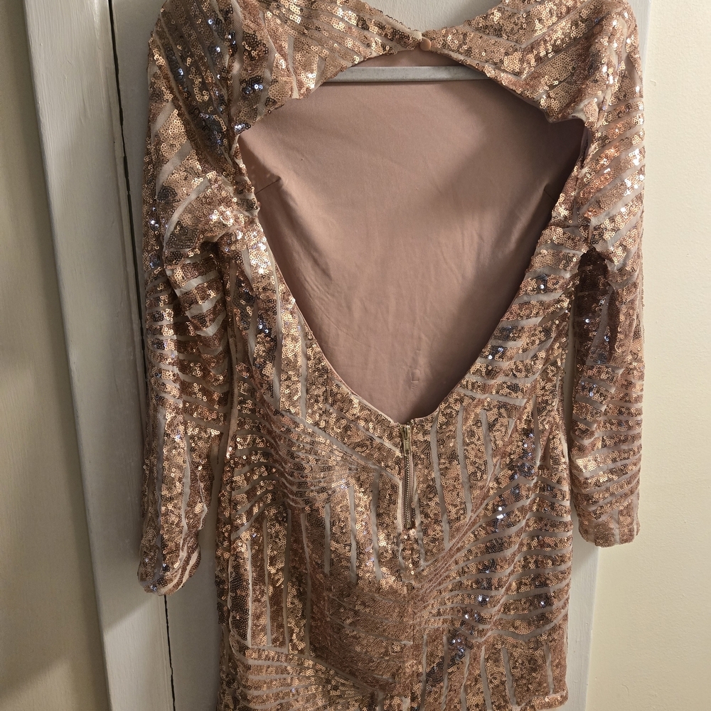 Bee Free Pink Backless Elegant Sequence Dress Siz… - image 7